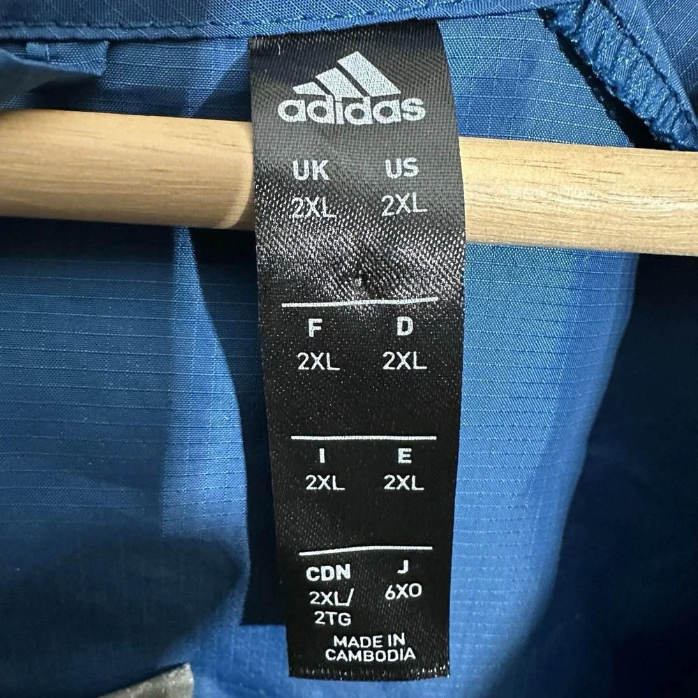 NWT Adidas Jacket Men XXL Blue Long Sleeve Sport 2 Street‎ Windbreaker Hooded